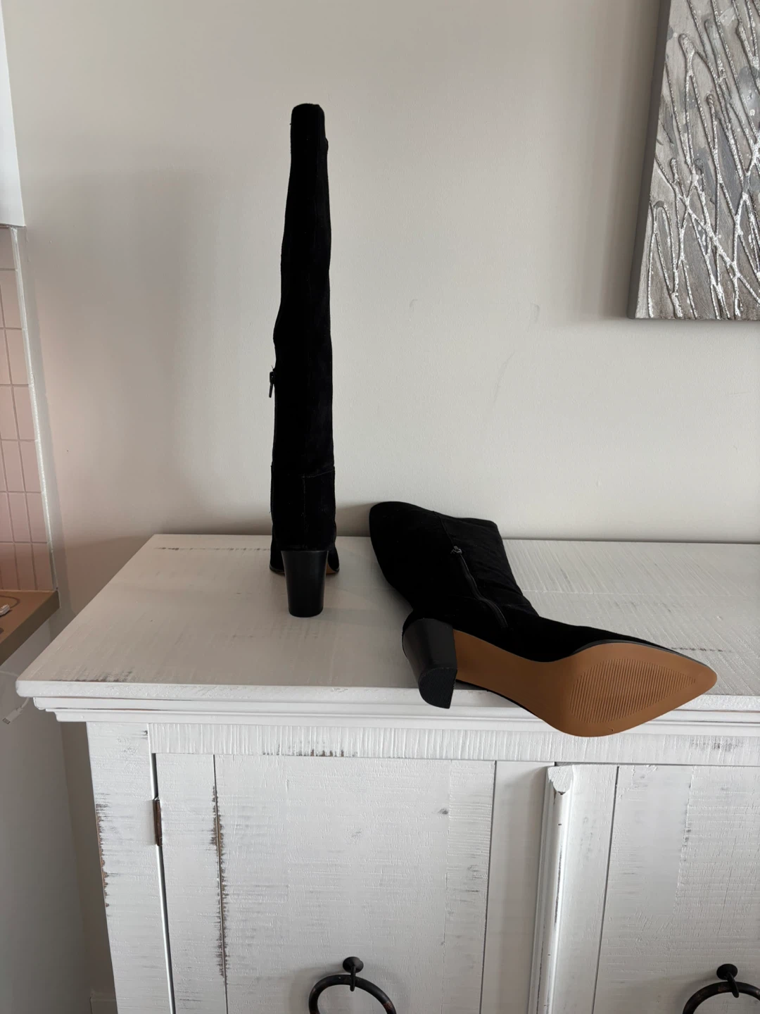 Tall black suede knee high boots size 7.5 - photo 3