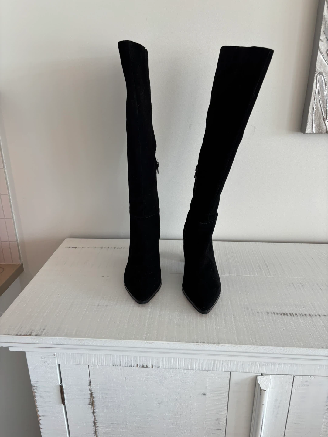 Tall black suede knee high boots size 7.5 - photo 2