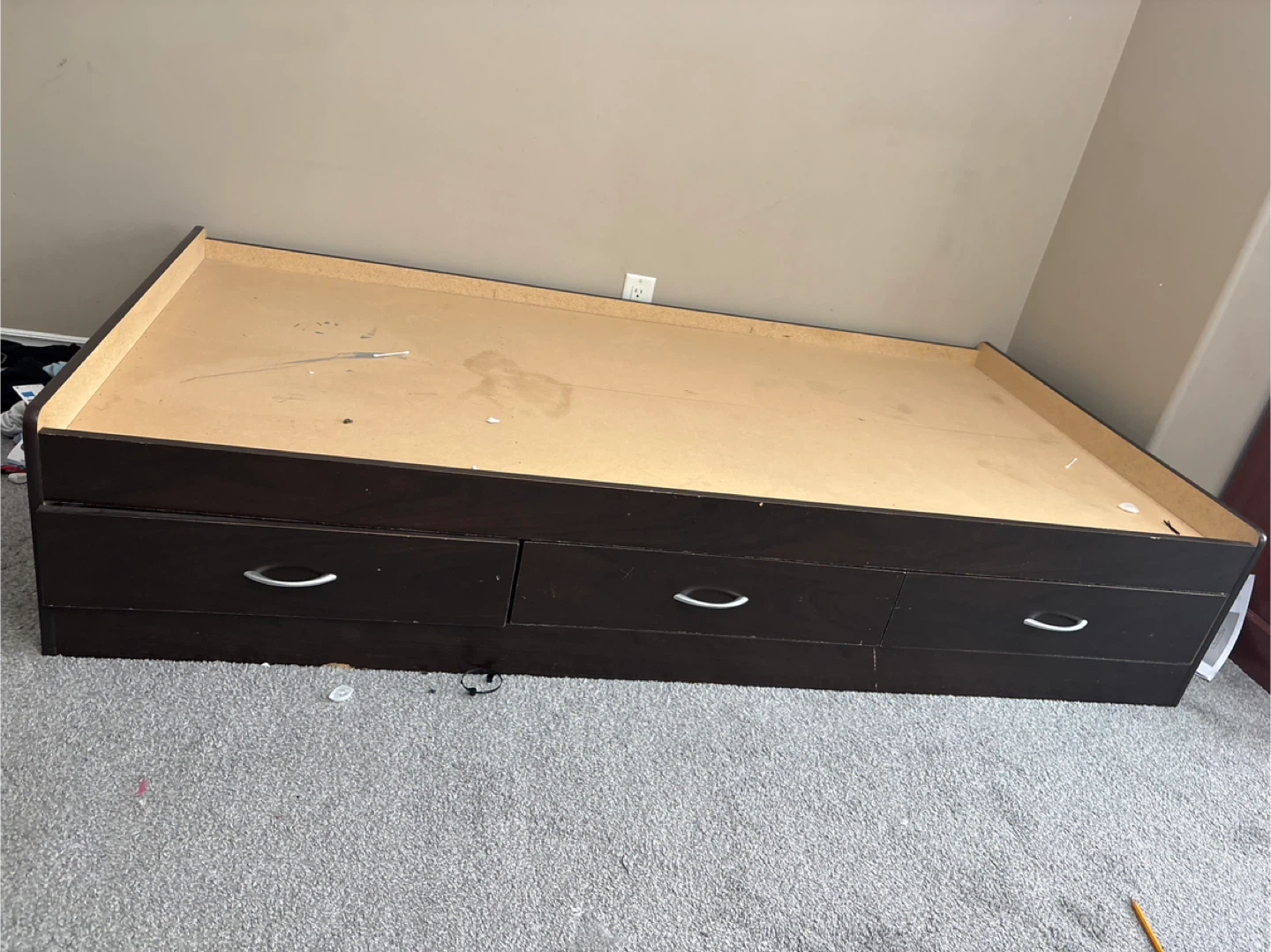 Dark Brown full Bed Frame with Drawers