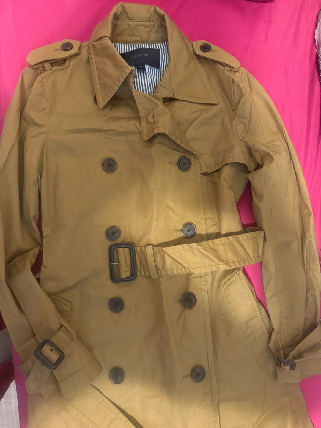 J.Crew Women's Tan Double-Breasted Trench Coat Size 00 - photo 2