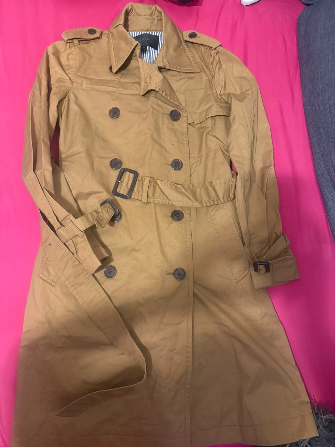 J.Crew Women's Tan Double-Breasted Trench Coat Size 00 - photo 4