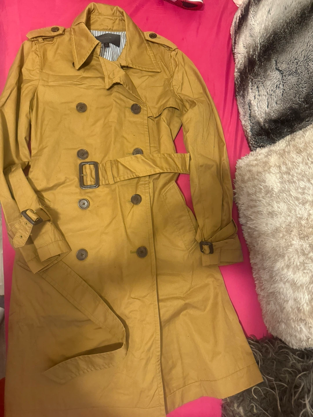 J.Crew Women's Tan Double-Breasted Trench Coat Size 00 - photo 3