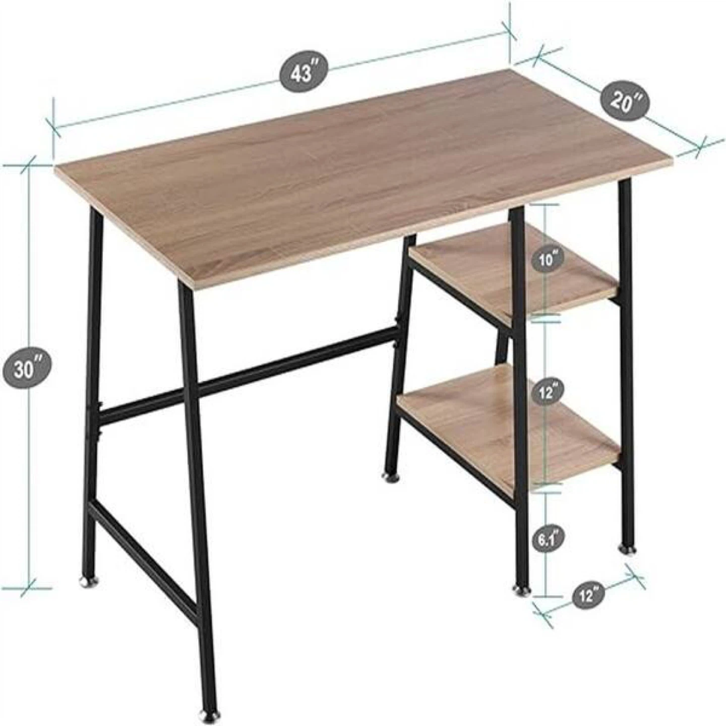 Compact Wood Grain Desk with Shelves - photo 2