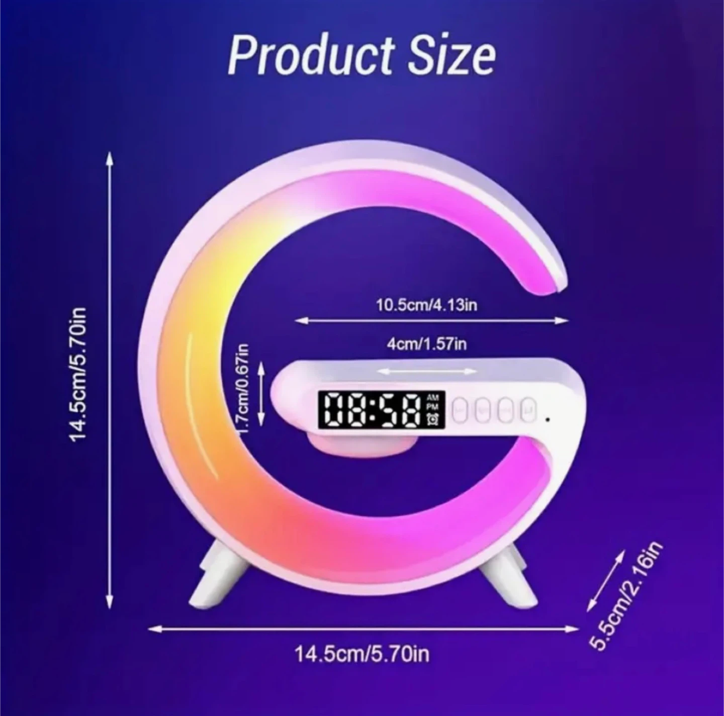 Little G Smart Light with Wireless Fast Charging and Clock Alarm - photo 2