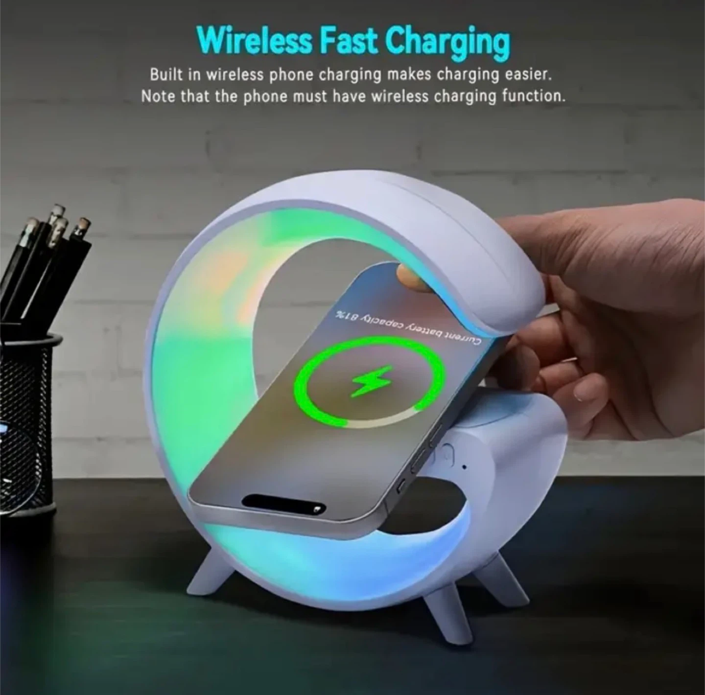 Little G Smart Light with Wireless Fast Charging and Clock Alarm - photo 3