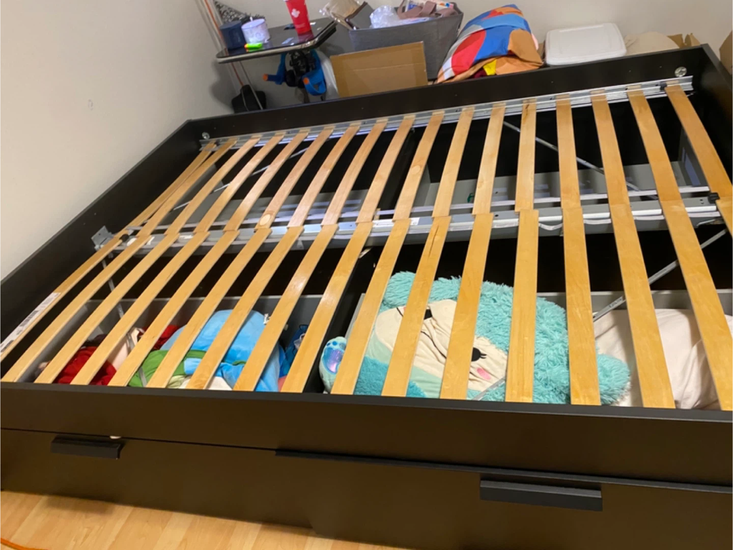 Black Storage Bed Frame with Drawers - photo 4
