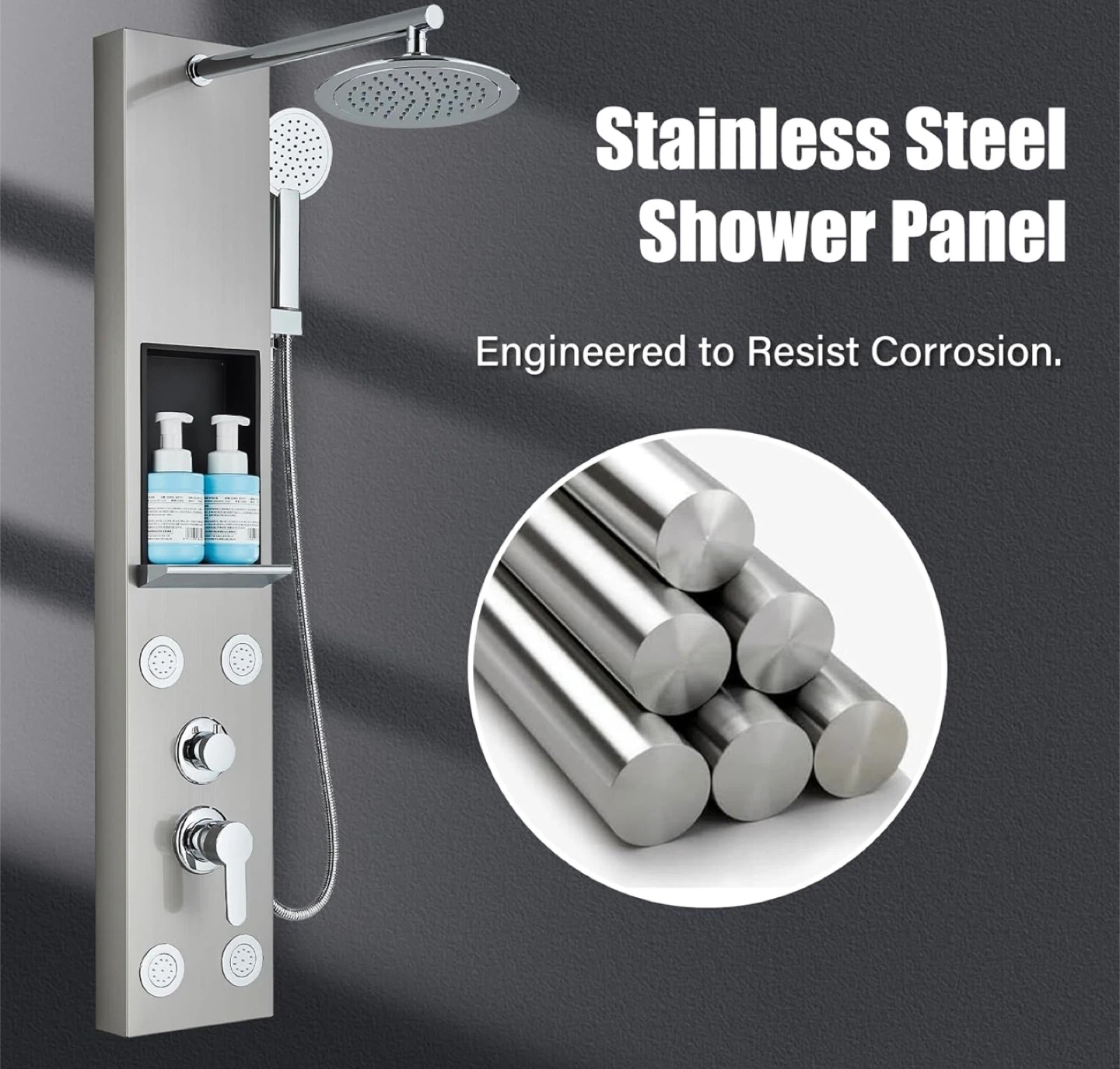Stainless Steel Shower Panel with Rainfall - photo 4