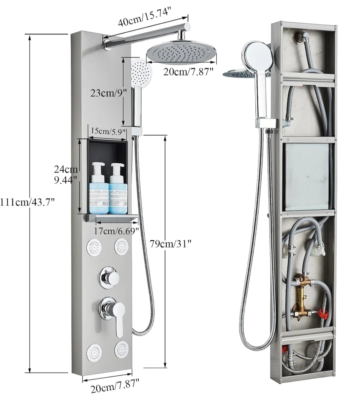 Stainless Steel Shower Panel with Rainfall - photo 3