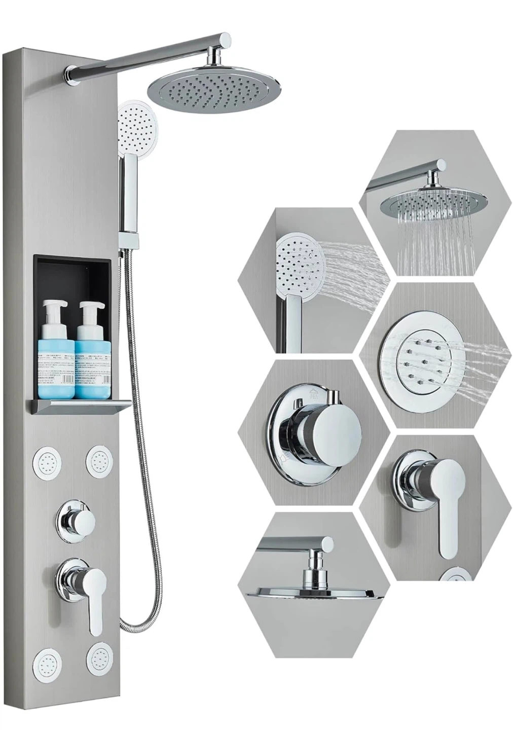 Stainless Steel Shower Panel with Rainfall