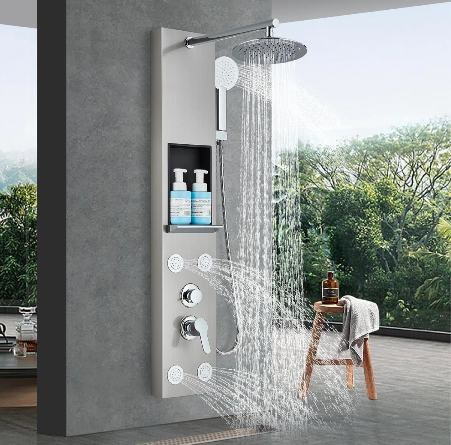 Stainless Steel Shower Panel with Rainfall - photo 2