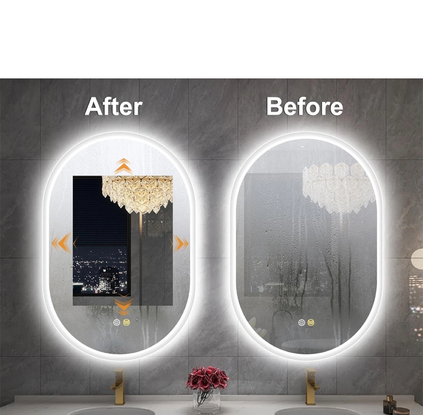 Oval LED Bathroom Mirror with Defogger and 3 Color Temperatures - photo 5