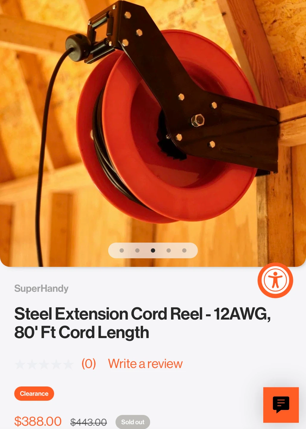 SuperHandy Steel Extension Cord Reel - 80' Ft - photo 3