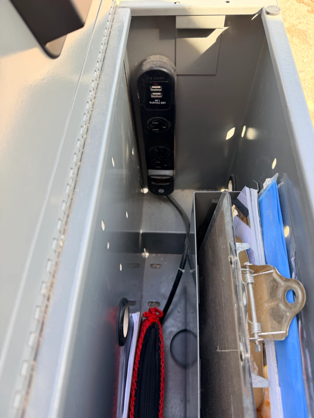 Gray Metal Lockbox with USB Power Strip - photo 3