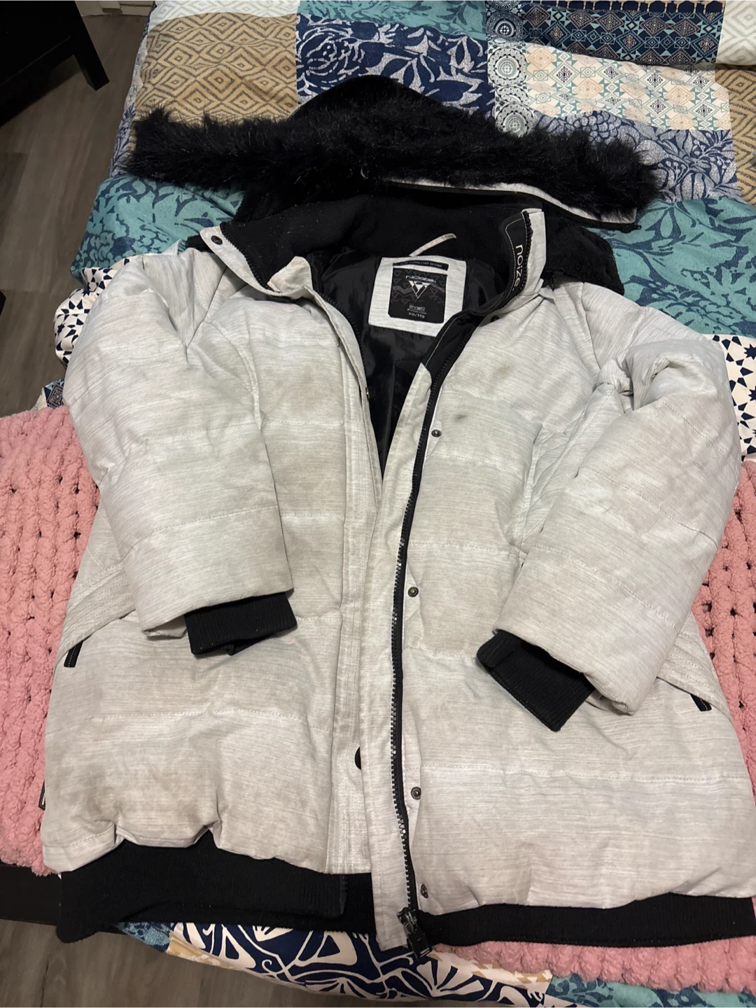 🧡Noize Grey Puffer Winter Coat with Fur Hood