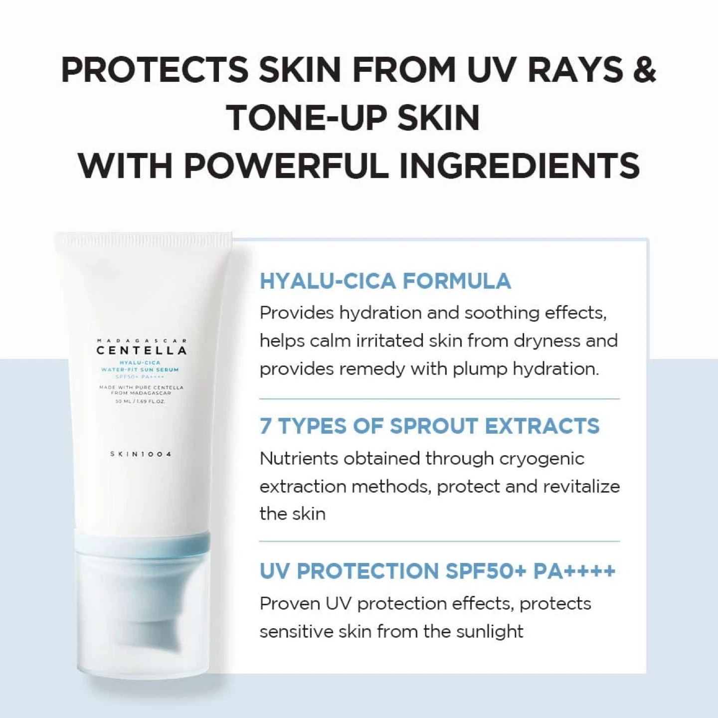 BRAND NEW - SKIN1004 Centella Hyalu-Cica Sun Serum SPF50+ PA++++ - photo 2