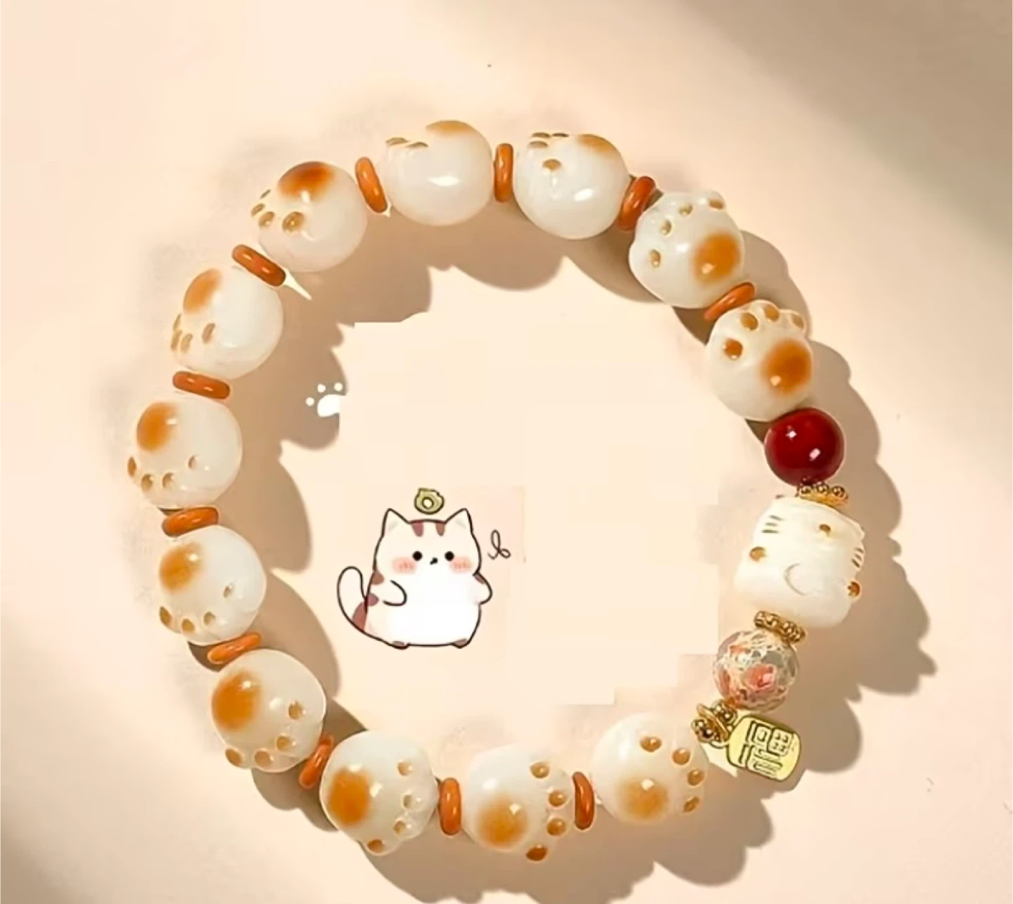 Cute Cat Paw Beaded Bracelet