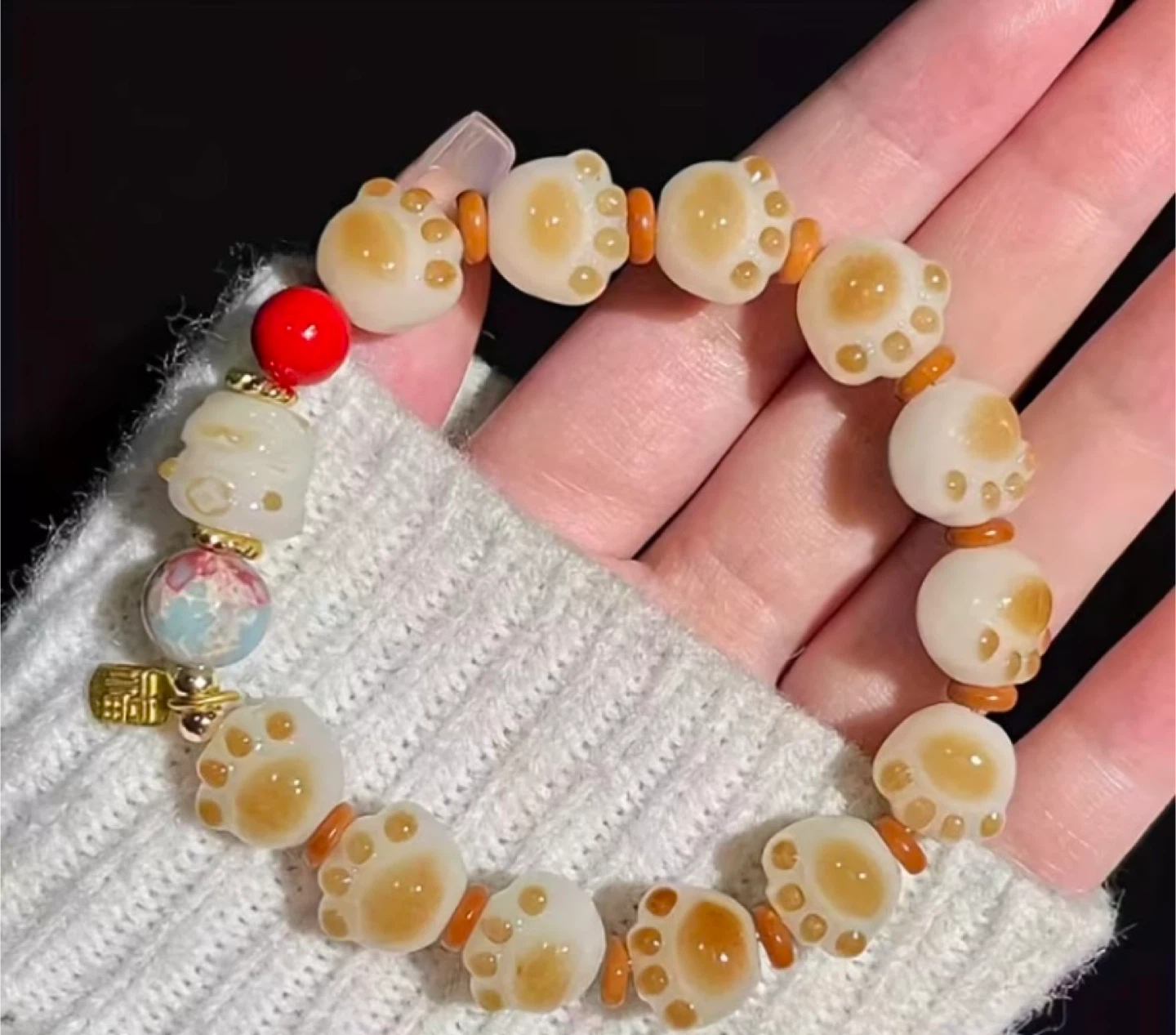 Cute Cat Paw Beaded Bracelet - photo 2
