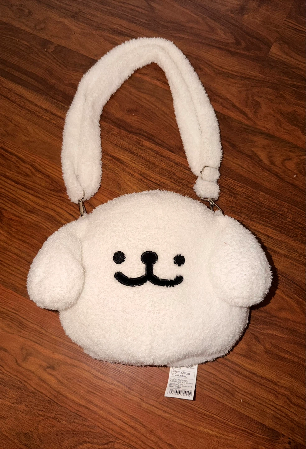 White Fluffy Dog Face Purse