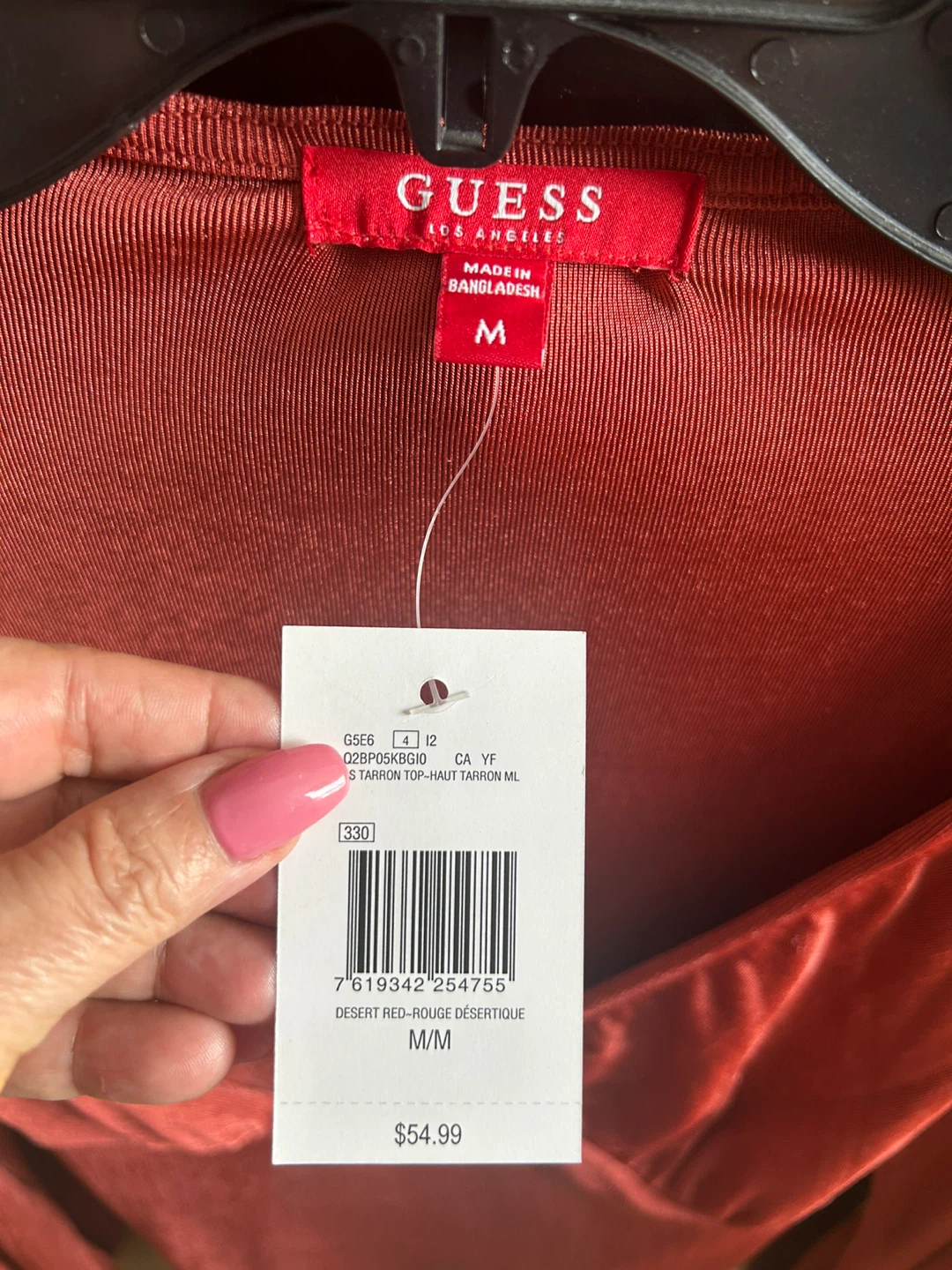GUESS Women's Long Sleeve Wrap Top - Red - Size M - photo 2