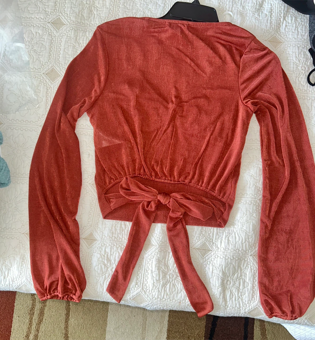 GUESS Women's Long Sleeve Wrap Top - Red - Size M - photo 3