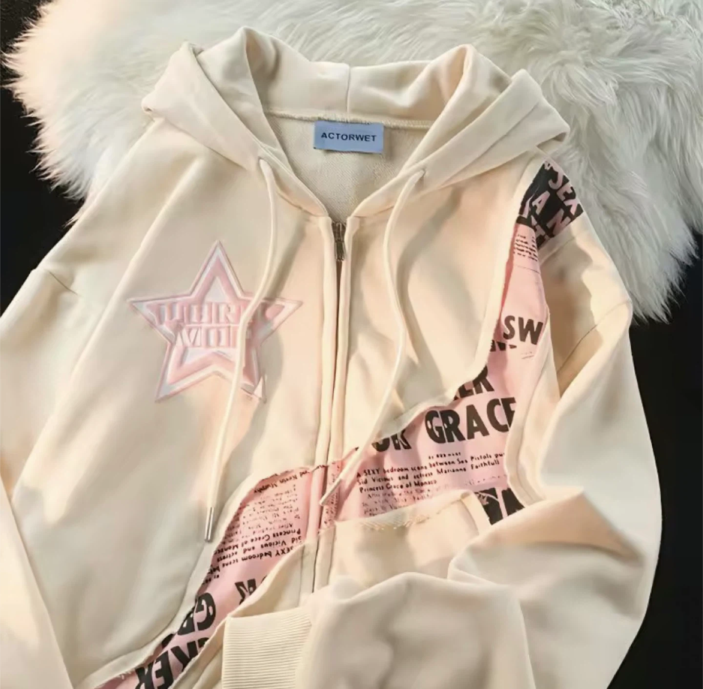 Zip-Up Hoodie with Star Detail