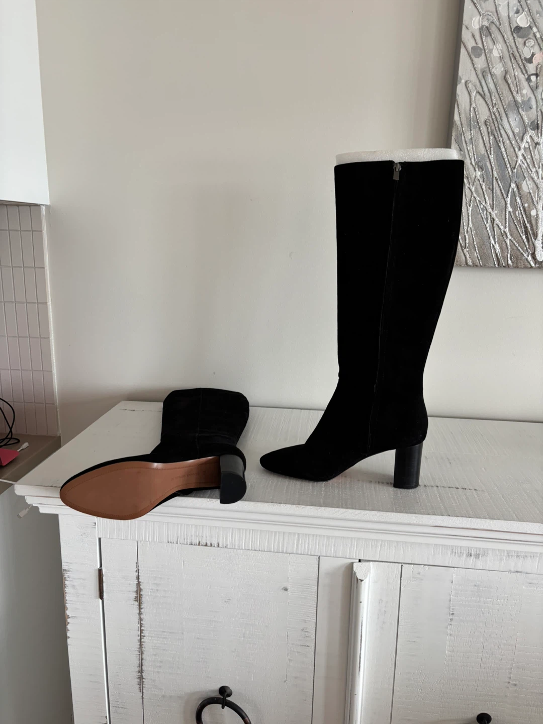 Banana republic black suede tall boots - photo 4