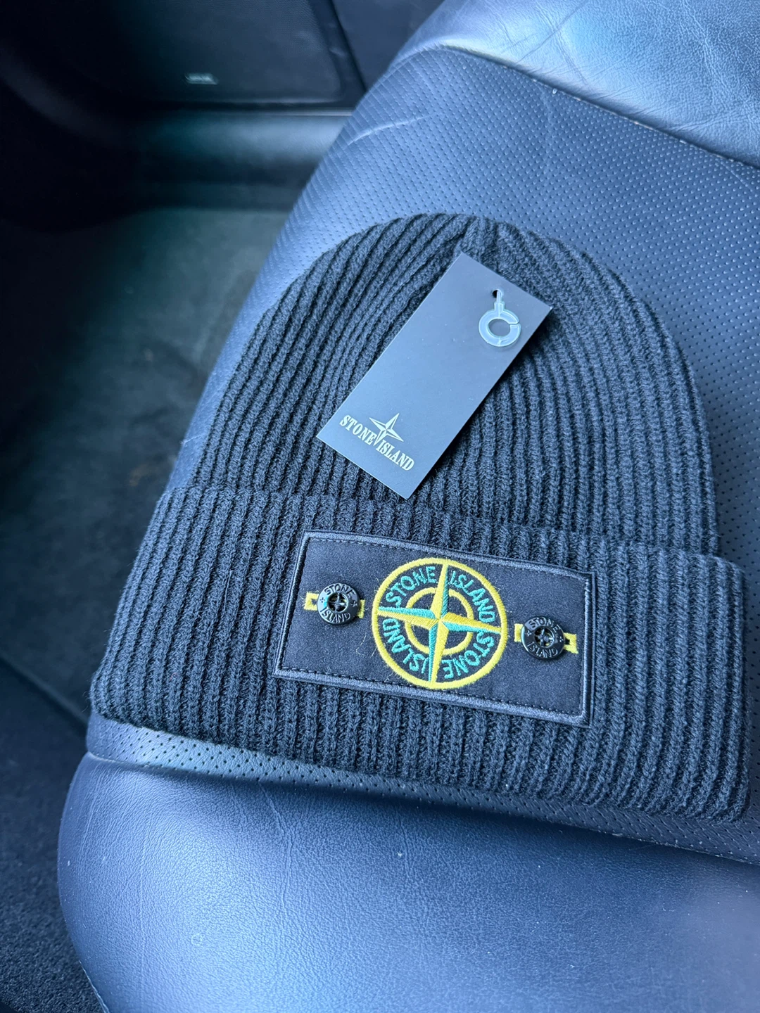 Stone Island Black Beanie Hat - photo 2