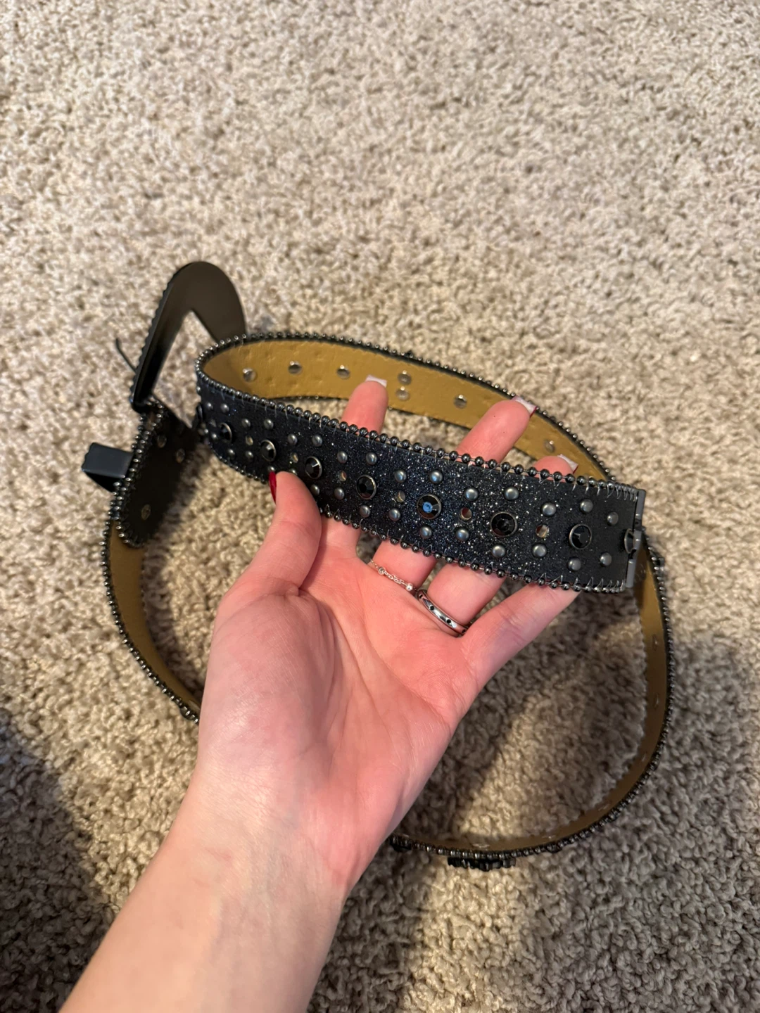 Black Studded Belt with Rhinestones🧡 - photo 3