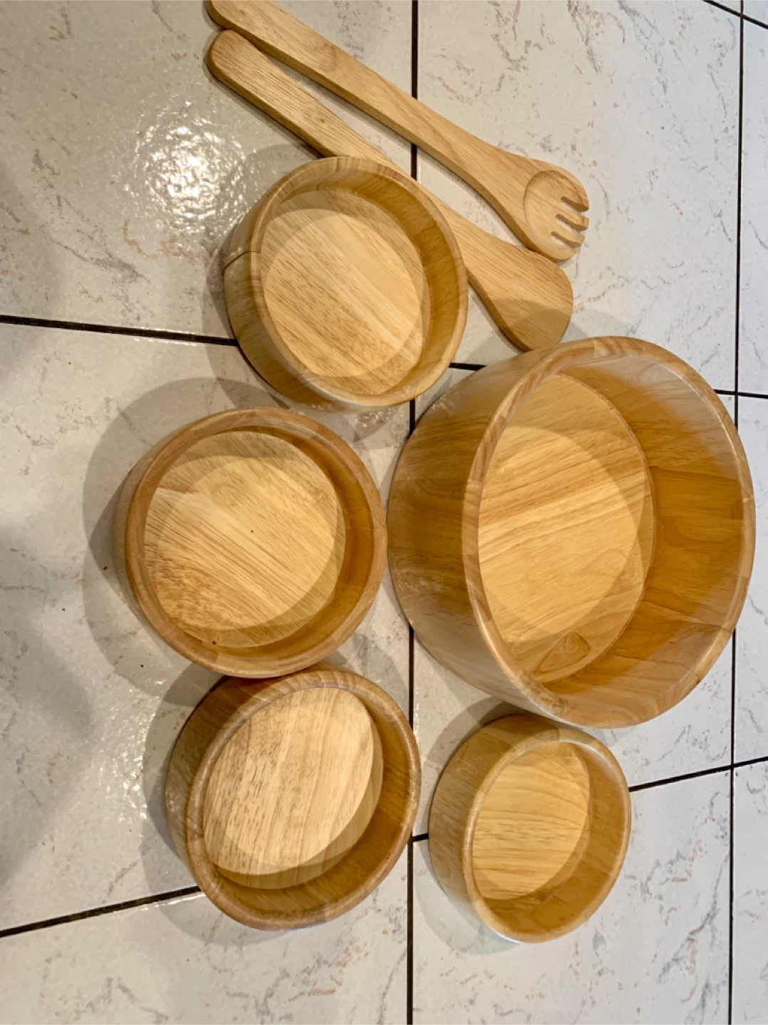 Wooden Salad Bowl Set with Serving Utensils