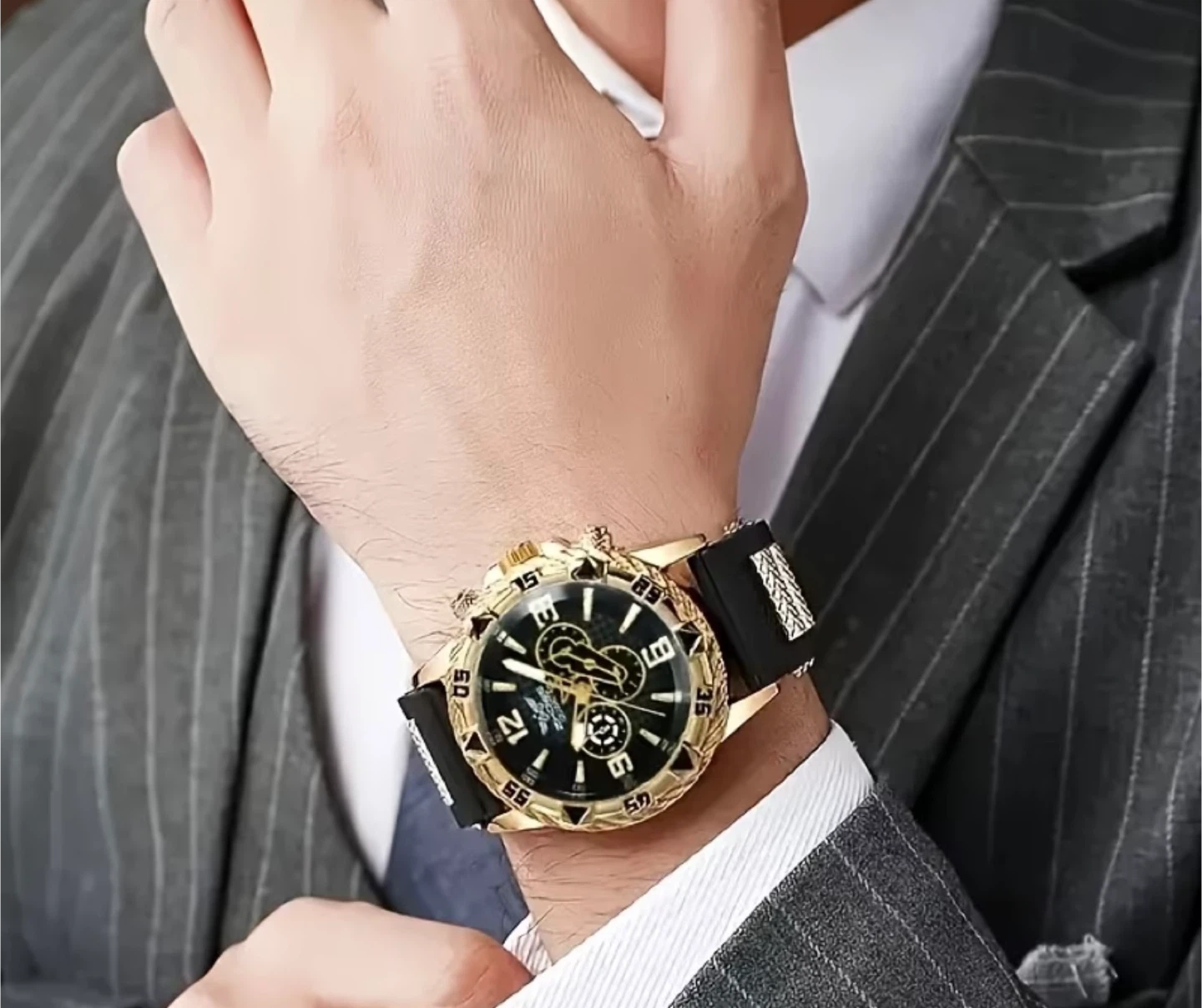 ZHOWE Quartz Gold Black Chronograph Watch - photo 5