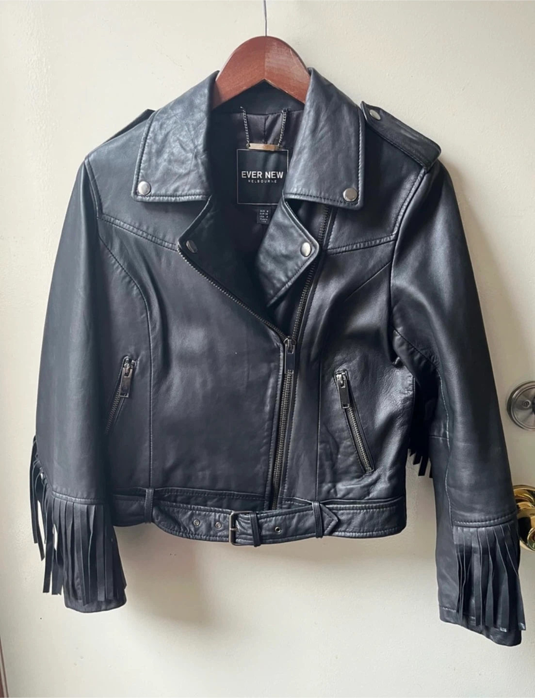 Ever New woman’s Leather jacket with  Fringe - photo 2