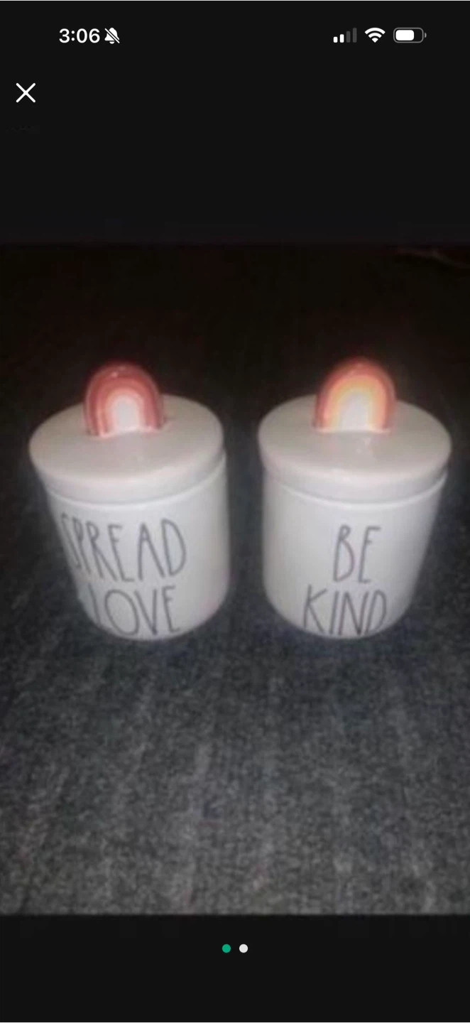 Rae Dunn "Spread Love" & "Be Kind" Mini Canisters Set