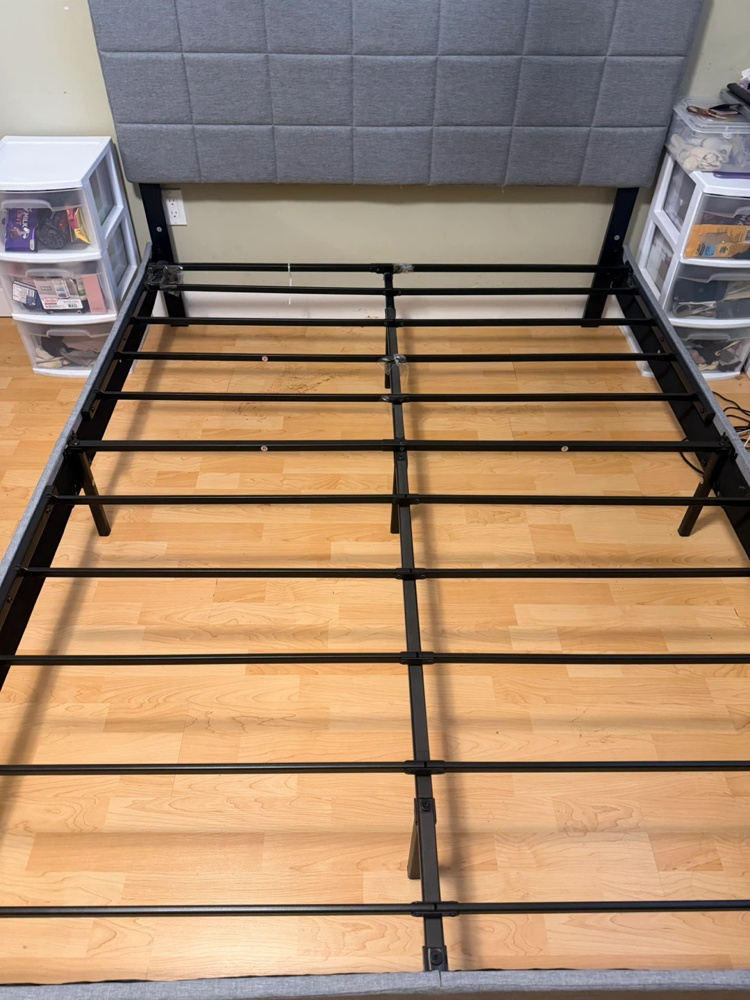 Mainstays Queen Upholstered Platform Bed Frame with Headboard