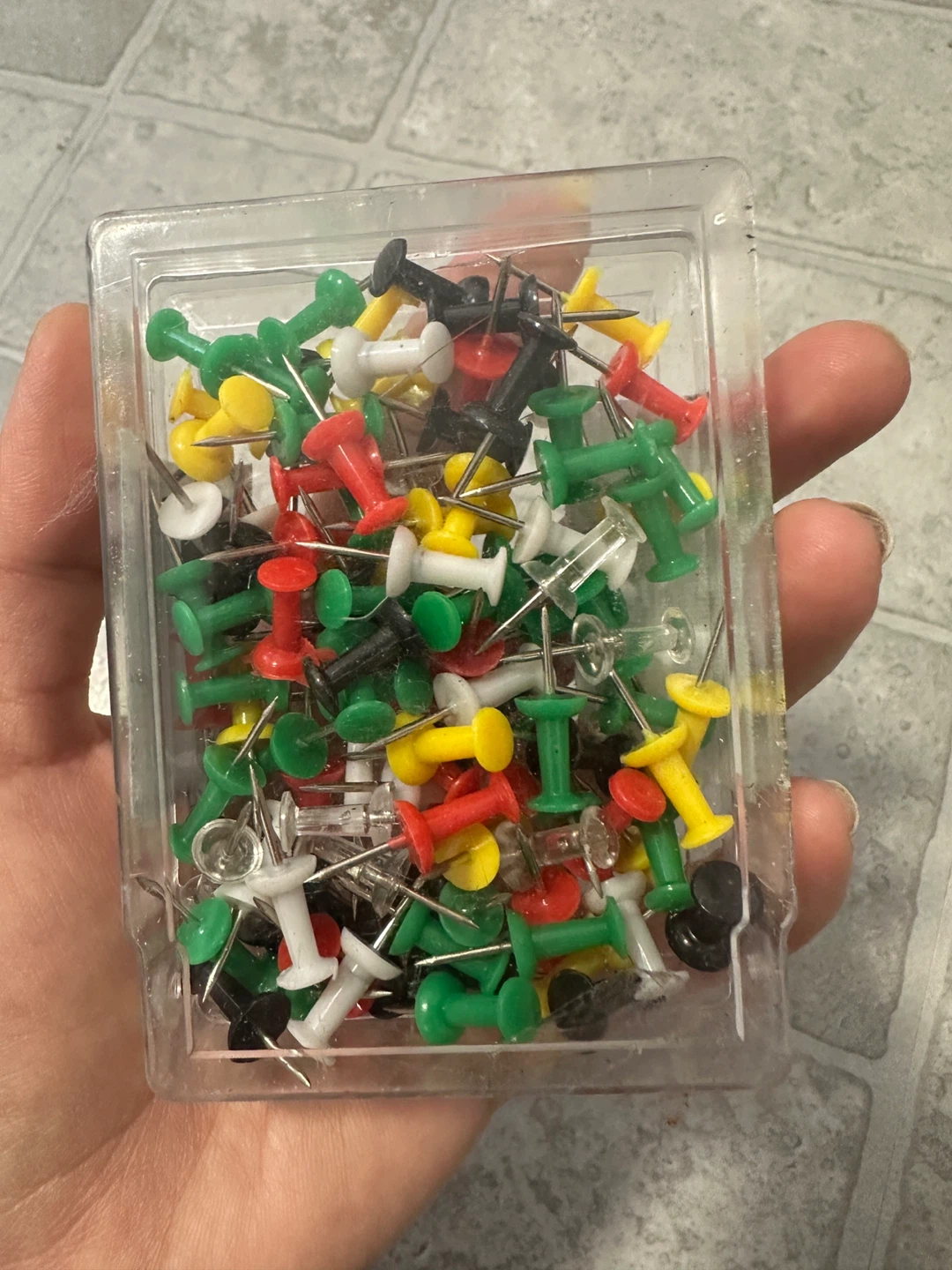 Assorted Colour Push Pins in Case