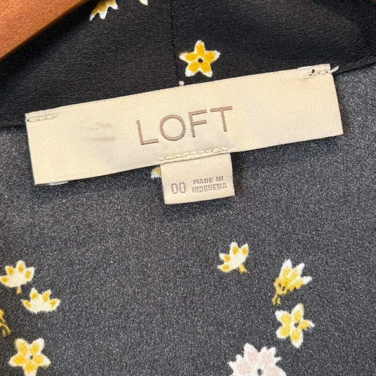 LOFT Black Floral Print Tie Neck Dress - Size 00 - photo 4