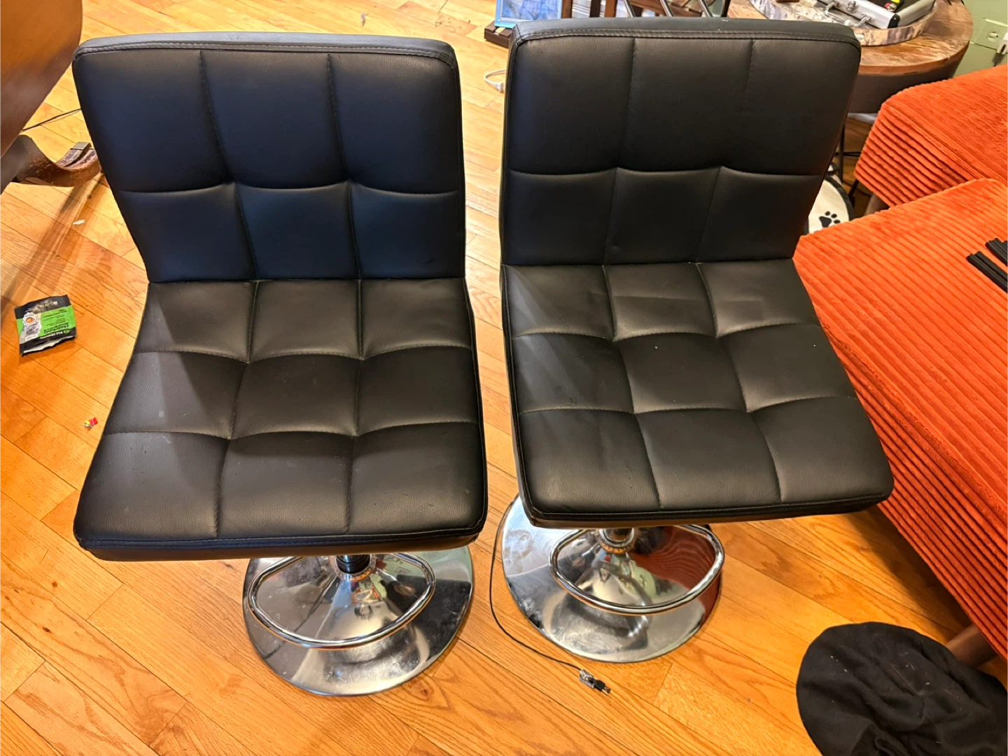 Set of 2 Black Adjustable Bar Stools