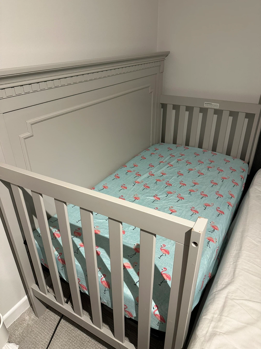 Height adjustable Grey Wooden Crib