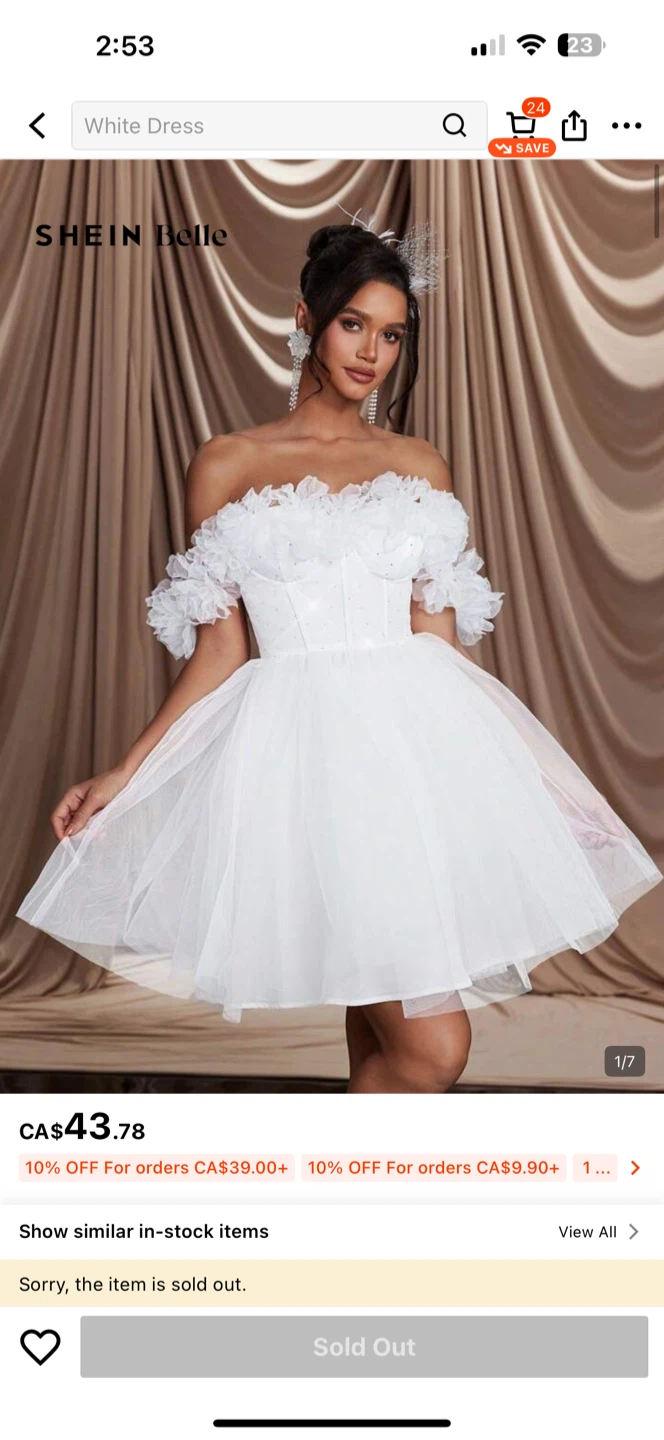 SHEIN Belle White Tulle Dress