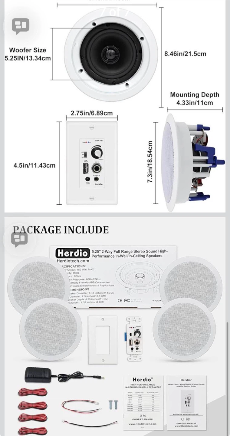 Bluetooth Ceiling Speakers (4 Speakers)