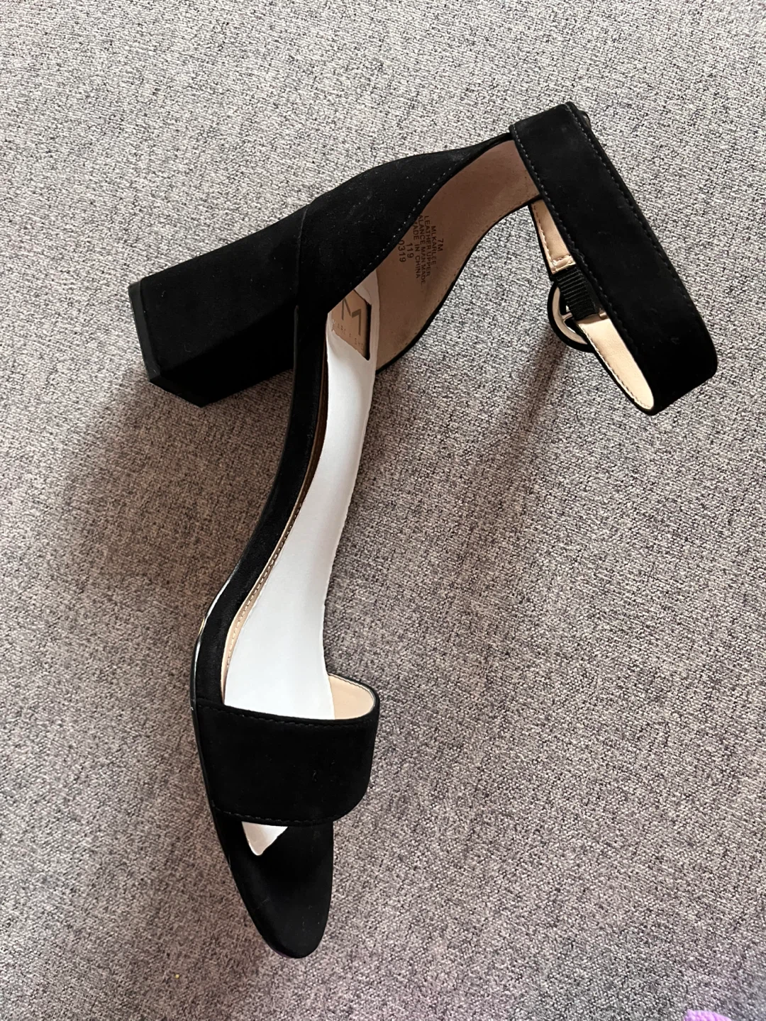 Marc Fisher Black Suede Block Heel Sandals Size 7M - photo 2