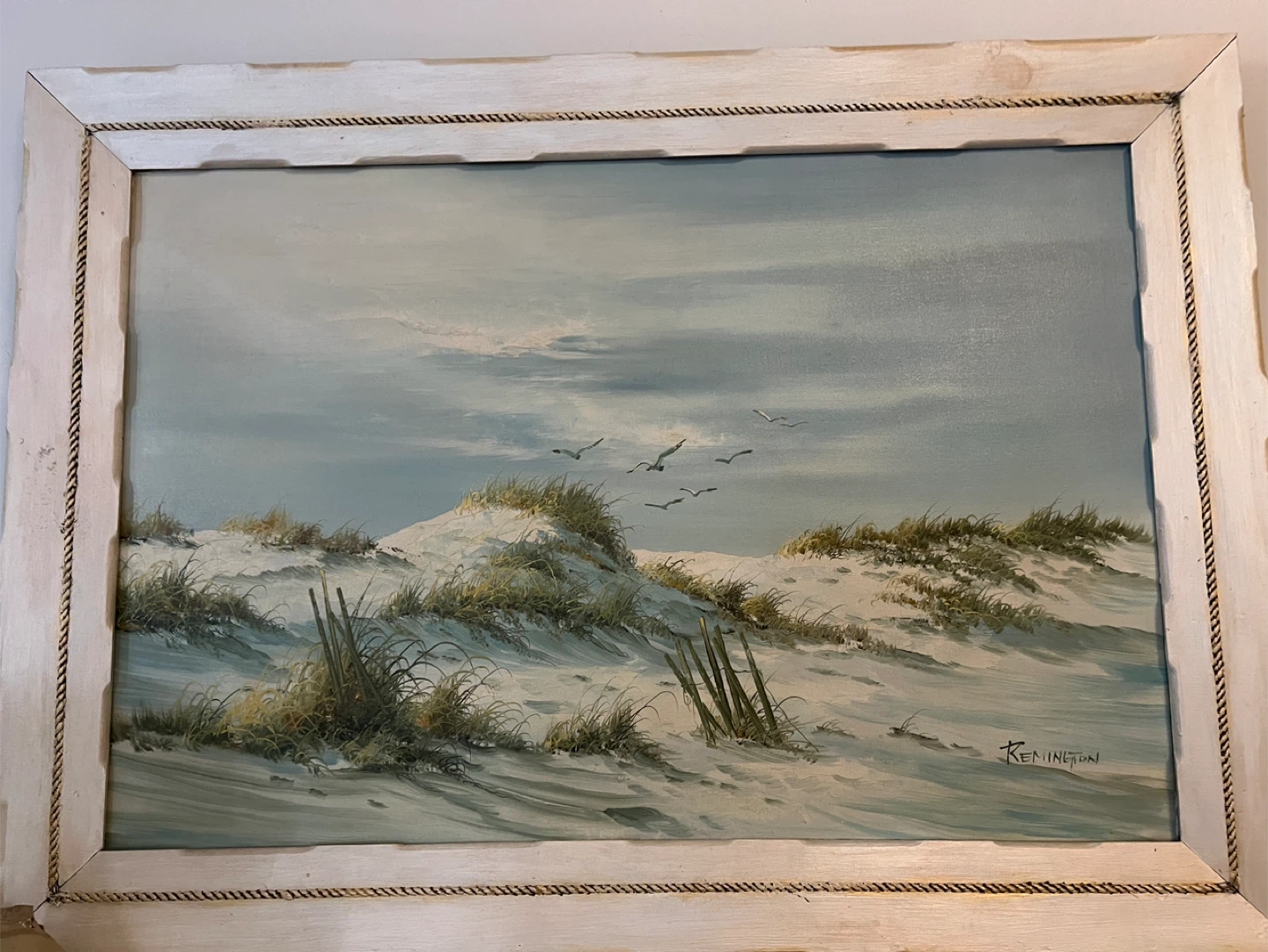 Huge Remington Beach Landscape Painting