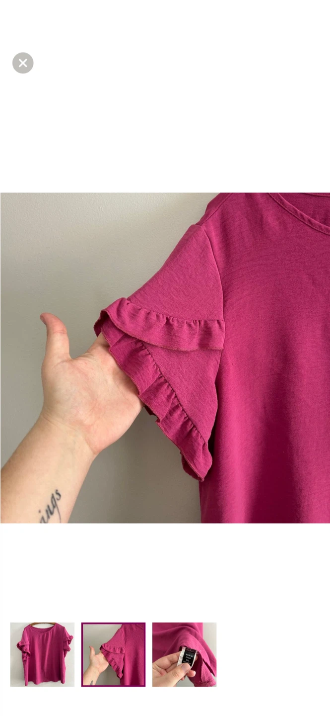 Shein Curve Ruffle Sleeve Top - Pink - 1XL - photo 2