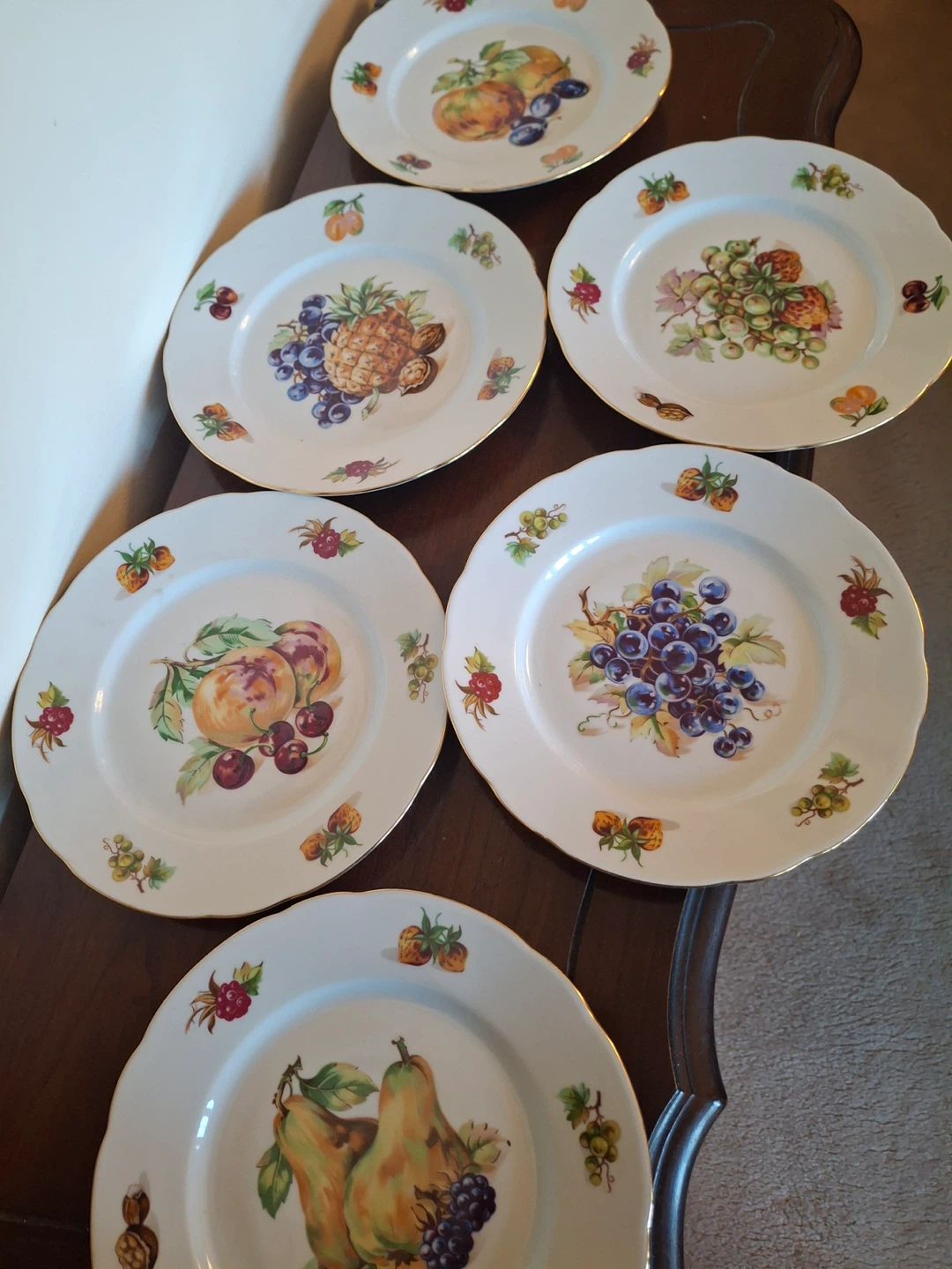 Set of 6 vintage fruit design plates