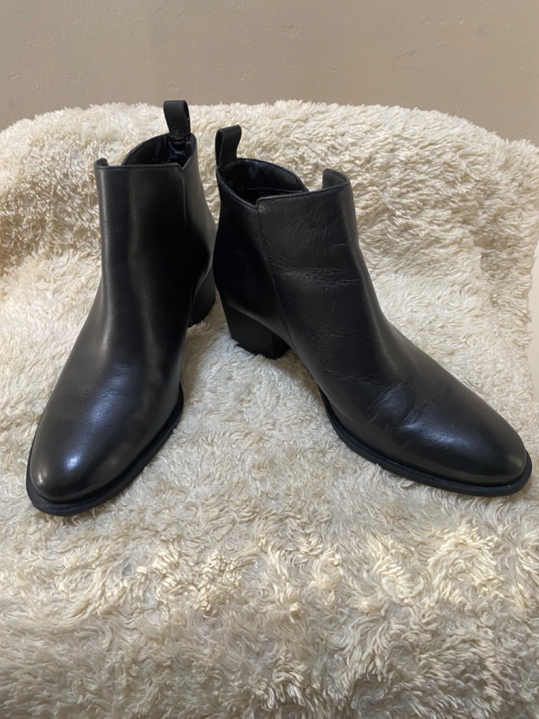 Arezzo Black Leather Ankle Boots Size 38 EUR