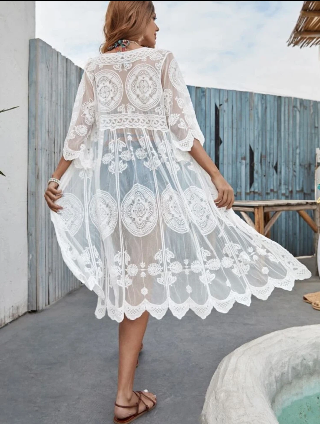 🧡 White Lace Kimono Cover-Up - photo 5