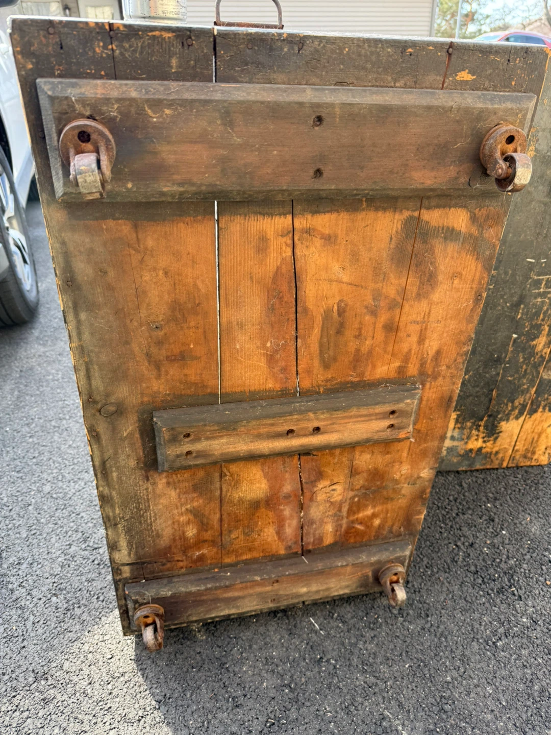 Antique Early 1900s Wooden Carpenter Tool Chest on Wheels - photo 5