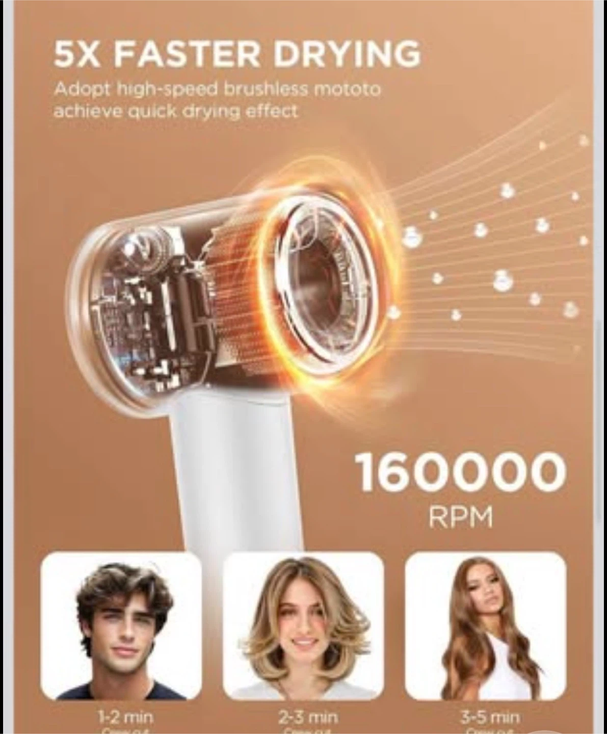Hair Dryer, 160000 RPM High-Speed