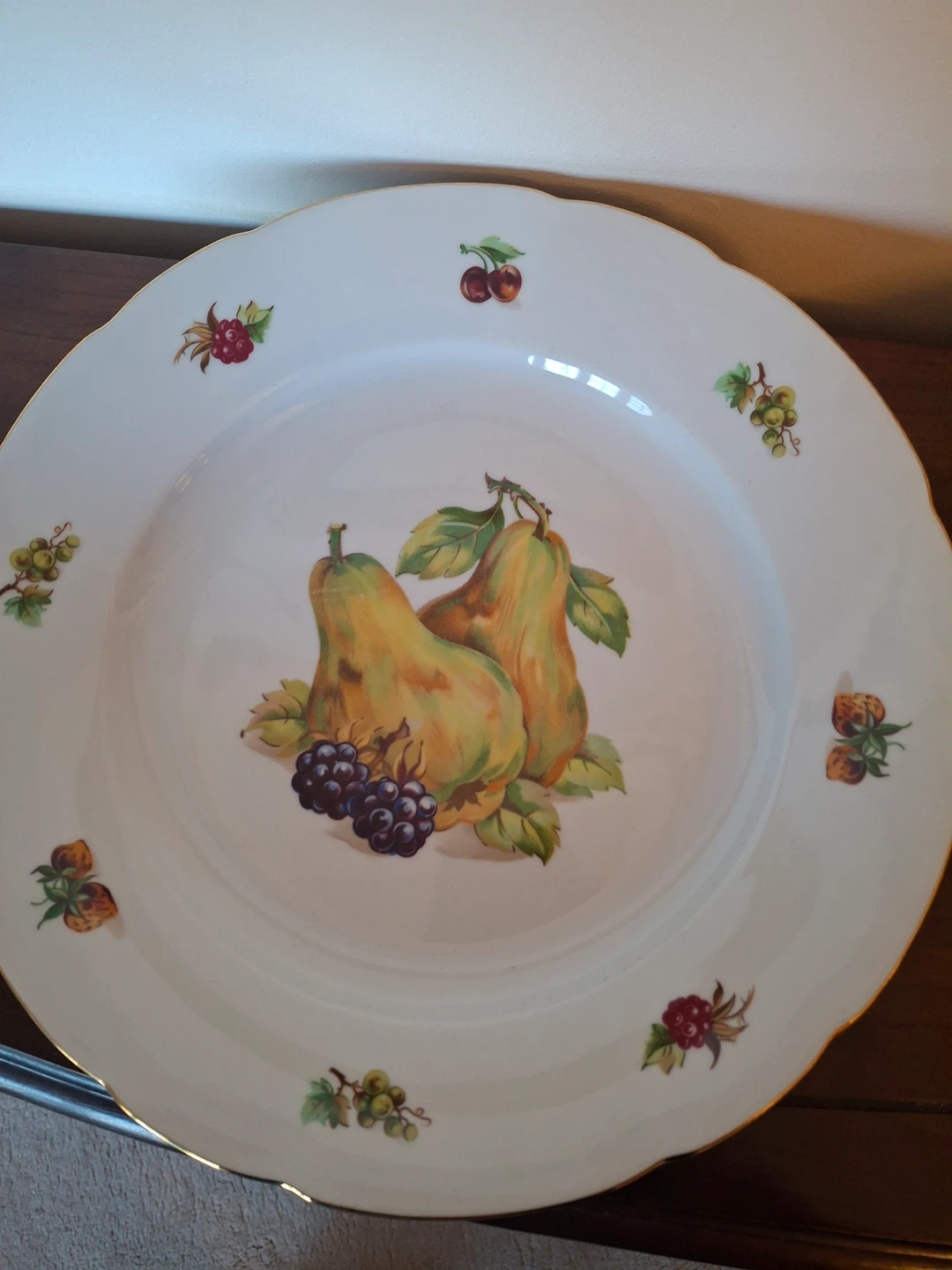 Bohemian China deep plate with fruit design
