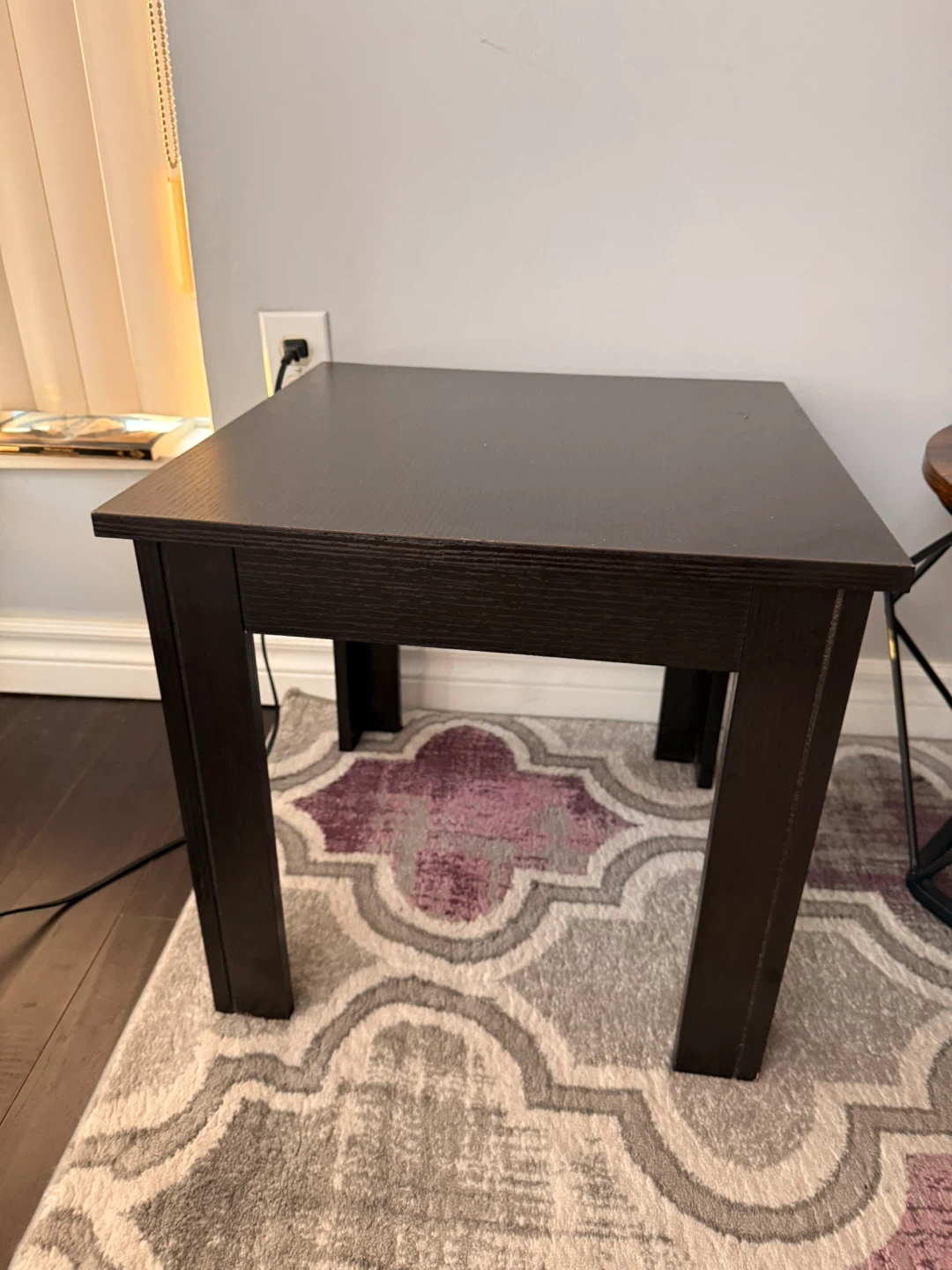 Two Dark Brown Square End Table - photo 2