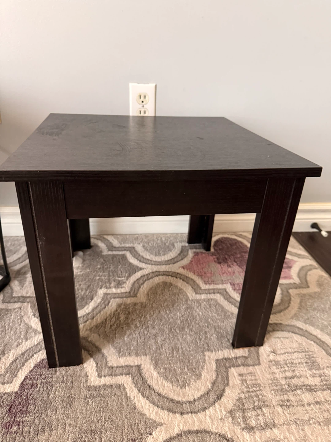 Two Dark Brown Square End Table